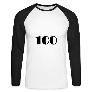 100 ANS. 100e ANNIVERSAIRE. ANNIVERSAIRE 100 ANS - T-shirt baseball manches longues Homme - blanc/noir - Devant - Nik (191cm)