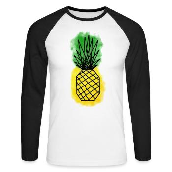 Geometric Pineapple - T-shirt baseball manches longues Homme - blanc/noir - Devant - Nik (191cm)