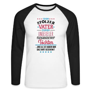 Ungeheuer fantastische 2 Töchter - Vater -Shirt 3C - Unisex Baseballshirt langarm - Weiß/Schwarz - Vorne - Nik (191cm)