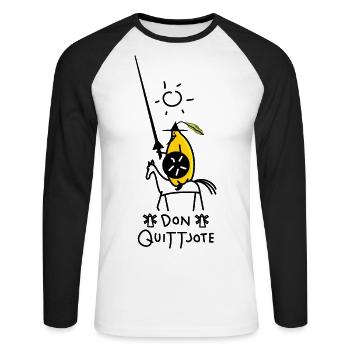 Lustige Quitte als Ritter - Unisex Baseballshirt langarm - Weiß/Schwarz - Vorne - Nik (191cm)