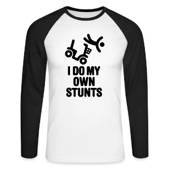 I do my own stunts scooter de mobilité papy grand- - T-shirt baseball manches longues Homme - blanc/noir - Devant - Nik (191cm)