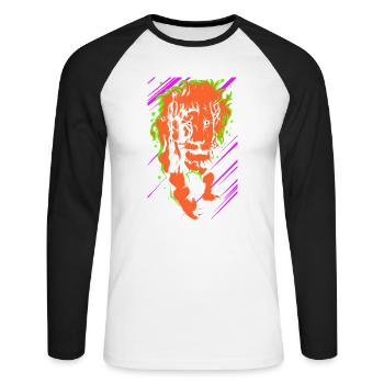 Lion - Unisex Long Sleeve Baseball T-Shirt - white/black - Front - Nik (191cm)