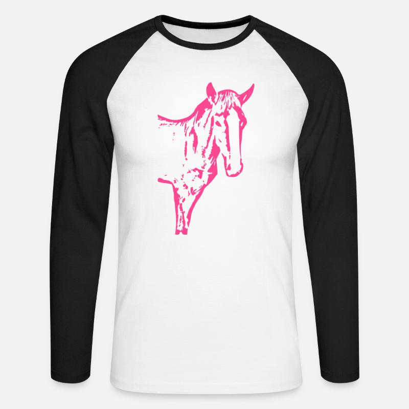 Cavallo rosa rosa, puledro - Maglia da baseball a manica lunga da uomo - bianco/nero