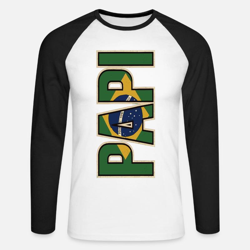 PAPI Brasil – Retro style with flags - Unisex Long Sleeve Baseball T-Shirt - white/black