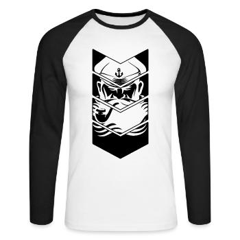 captain fur seal on the coast moin moin landratte - Unisex Long Sleeve Baseball T-Shirt - white/black - Front - Nik (191cm)