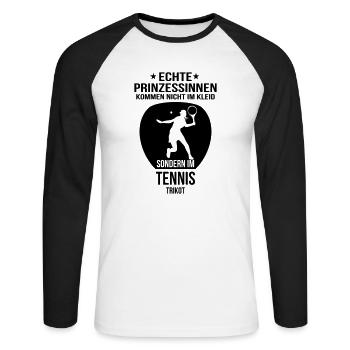 Prinzessin Tennis - Unisex Baseballshirt langarm - Weiß/Schwarz - Vorne - Nik (191cm)