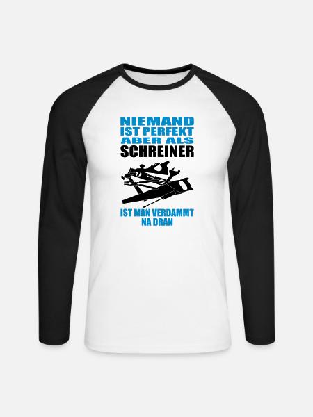 Schreiner Tischler - Unisex Baseballshirt langarm - Weiß/Schwarz