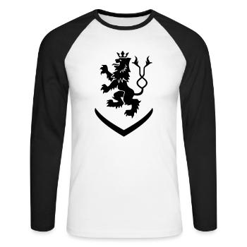 Český Lev štít erb znak čes Wappen 01 - Unisex Baseballshirt langarm - Weiß/Schwarz - Vorne - Nik (191cm)