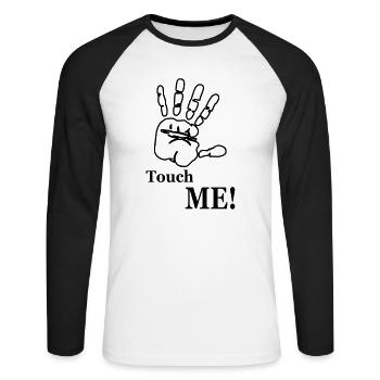 Touche-moi! main - T-shirt baseball manches longues Homme - blanc/noir - Devant - Nik (191cm)