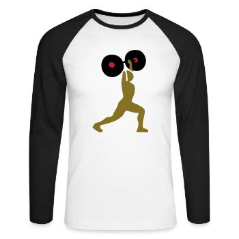 weight lifting - Unisex Long Sleeve Baseball T-Shirt - white/black - Front - Nik (191cm)