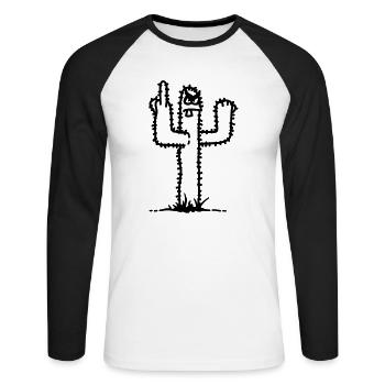 cactus - Unisex Baseballshirt langarm - Weiß/Schwarz - Vorne - Nik (191cm)