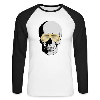 Skull - Unisex Baseballshirt langarm - Weiß/Schwarz - Vorne - Nik (191cm)