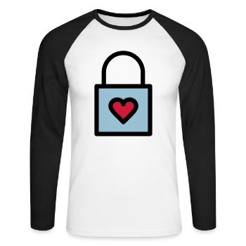 Cadenas, serrure d'amour - T-shirt baseball manches longues Homme - blanc/noir - Devant - Nik (191cm)