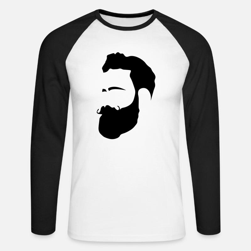 Mann mit Bart - Unisex Baseballshirt langarm - Weiß/Schwarz