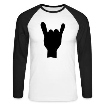 Rock and roll hand de - Unisex Baseballshirt langarm - Weiß/Schwarz - Vorne - Nik (191cm)