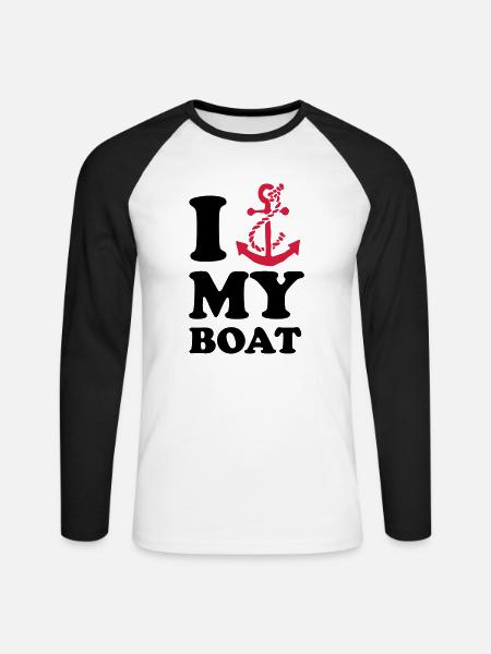 I love my boat - Unisex Long Sleeve Baseball T-Shirt - white/black