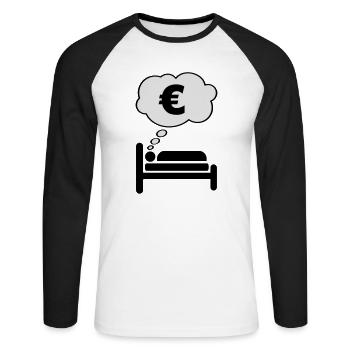 Money Dream - Unisex Long Sleeve Baseball T-Shirt - white/black - Front - Nik (191cm)
