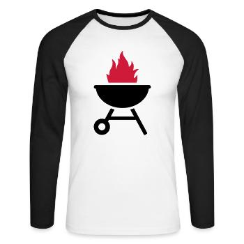 Grill - T-shirt baseball manches longues Homme - blanc/noir - Devant - Nik (191cm)