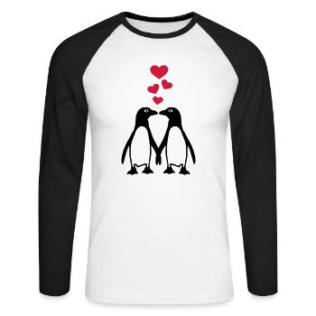 Manchot - T-shirt baseball manches longues Homme - blanc/noir - Devant - Nik (191cm)