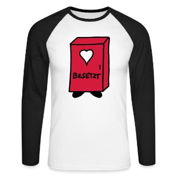 Toilette - Plumpsklo - V2 - Unisex Baseballshirt langarm - Weiß/Schwarz - Vorne - Nik (191cm)