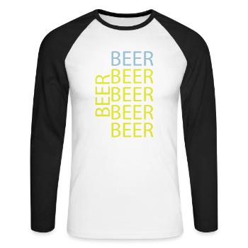 beer - Unisex Baseballshirt langarm - Weiß/Schwarz - Vorne - Nik (191cm)