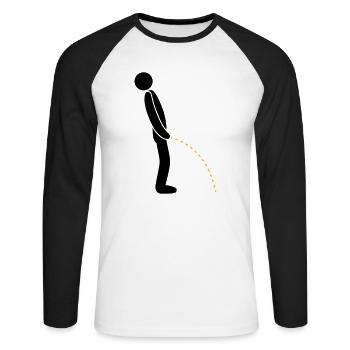 logo toilette pee piss debout - T-shirt baseball manches longues Homme - blanc/noir - Devant - Nik (191cm)