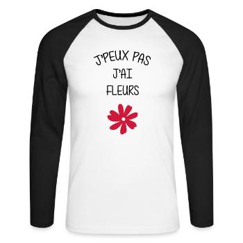 Florist / Blumenhändler / Blumengeschäft / Blume - Unisex Baseballshirt langarm - Weiß/Schwarz - Vorne - Nik (191cm)