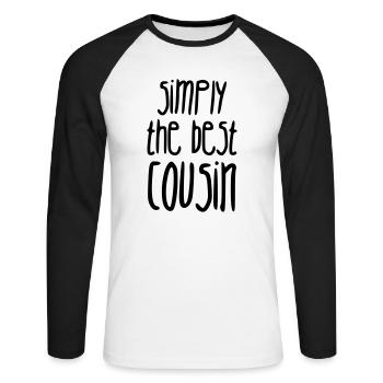Onkel / Tante / Vetter / Cousin / Kusine - Unisex Baseballshirt langarm - Weiß/Schwarz - Vorne - Nik (191cm)