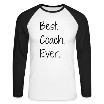 Coach / Coaching / Trainer / Sport - Unisex Baseballshirt langarm - Weiß/Schwarz - Vorne - Nik (191cm)