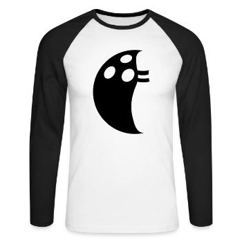 halbe bowling strike text logo schwarz pins treffe - Unisex Baseballshirt langarm - Weiß/Schwarz - Vorne - Nik (191cm)