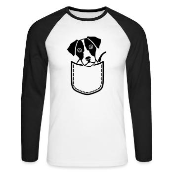 Jack Russell - T-shirt baseball manches longues Homme - blanc/noir - Devant - Nik (191cm)