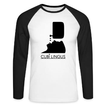 CUBI LINGUS ! - T-shirt baseball manches longues Homme - blanc/noir - Devant - Nik (191cm)