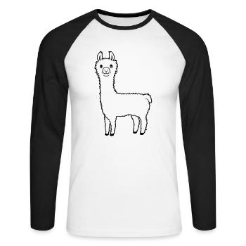 Lieblingstier Lama Alpaka - Unisex Baseballshirt langarm - Weiß/Schwarz - Vorne - Nik (191cm)