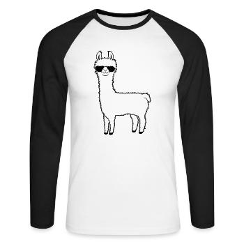 Cool sunglasses alpaca - Unisex Long Sleeve Baseball T-Shirt - white/black - Front - Nik (191cm)