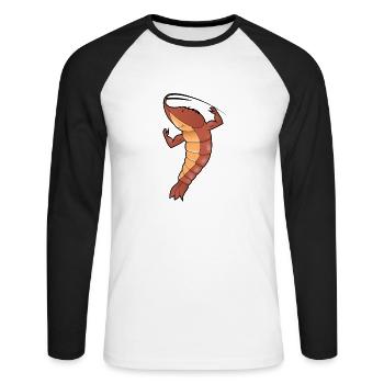 shrimp - Unisex Long Sleeve Baseball T-Shirt - white/black - Front - Nik (191cm)