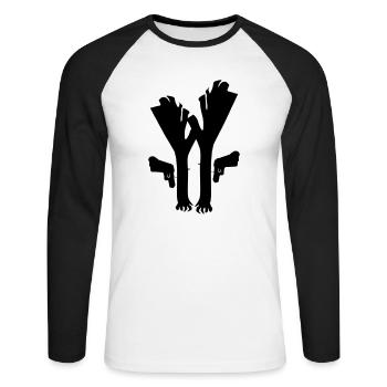 Lauch Fiction - Unisex Baseballshirt langarm - Weiß/Schwarz - Vorne - Nik (191cm)