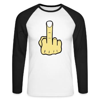 Doigt du milieu - T-shirt baseball manches longues Homme - blanc/noir - Devant - Nik (191cm)