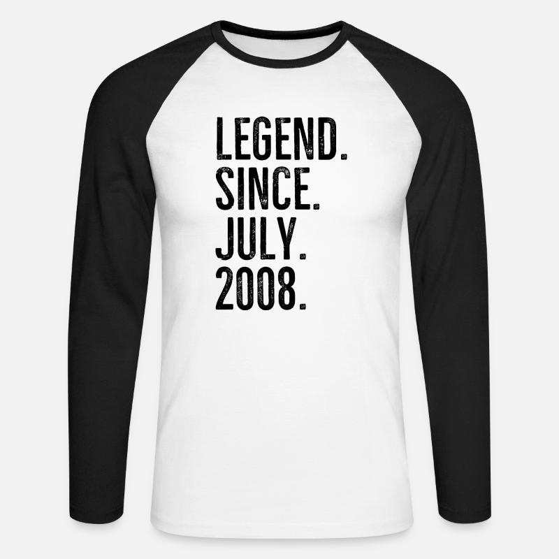 Legende seit Juli 2008 - Unisex Baseballshirt langarm - Weiß/Schwarz