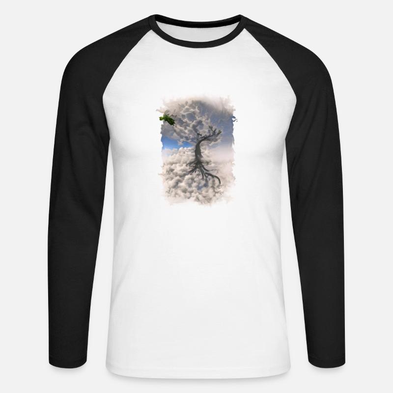 tree2 - Unisex Baseballshirt langarm - Weiß/Schwarz