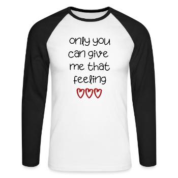 love love Saint-Valentin en amour Dicton anglais - T-shirt baseball manches longues Homme - blanc/noir - Devant - Nik (191cm)