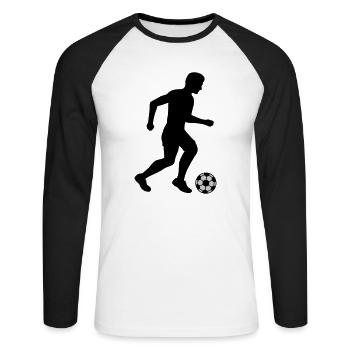 Silhouette Footballer Sport Design - Unisex Long Sleeve Baseball T-Shirt - white/black - Front - Nik (191cm)