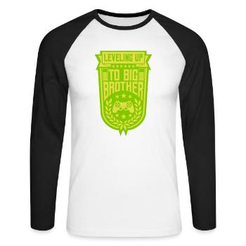 Leveling up big brother - Unisex Long Sleeve Baseball T-Shirt - white/black - Front - Nik (191cm)