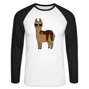 Sloth llama friends sleeping - Unisex Long Sleeve Baseball T-Shirt - white/black - Front - Nik (191cm)