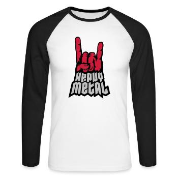 Heavy Metal Logo Hand Signal - Unisex Long Sleeve Baseball T-Shirt - white/black - Front - Nik (191cm)