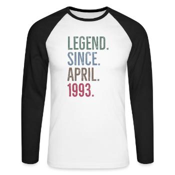 Légende depuis avril 1993 - T-shirt baseball manches longues Homme - blanc/noir - Devant - Nik (191cm)