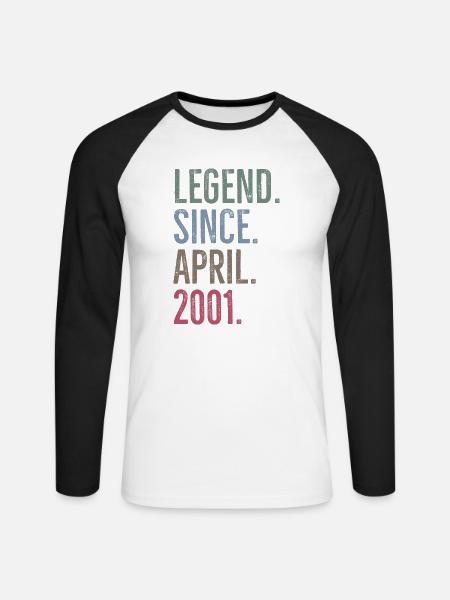 Legende seit April 2001 - Unisex Baseballshirt langarm - Weiß/Schwarz