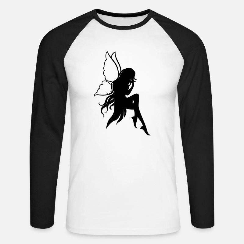Süße Fee Elfe Mädchen - Unisex Baseballshirt langarm - Weiß/Schwarz