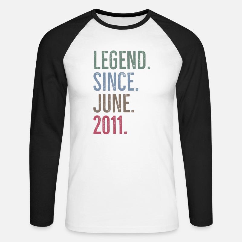 Legende seit Juni 2011 - Unisex Baseballshirt langarm - Weiß/Schwarz