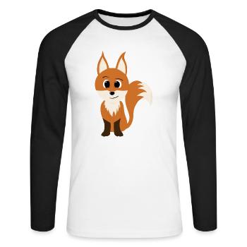 Fuchs - Unisex Baseballshirt langarm - Weiß/Schwarz - Vorne - Nik (191cm)