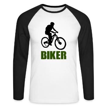 biker - Unisex Long Sleeve Baseball T-Shirt - white/black - Front - Nik (191cm)
